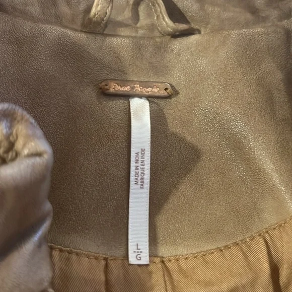 Free People bronze real lamb leather jacket Sz L NWOT - Picture 12 of 14
